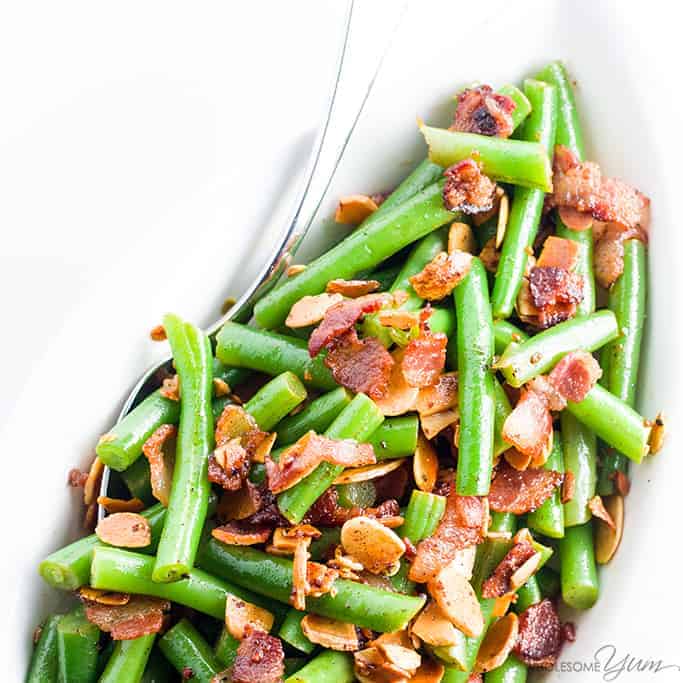 The best keto holiday side dishes for Thanksgiving or Christmas. So many yummy and easy side dishes including green beans, stuffing, brussels sprouts, gluten free, and vegan. 