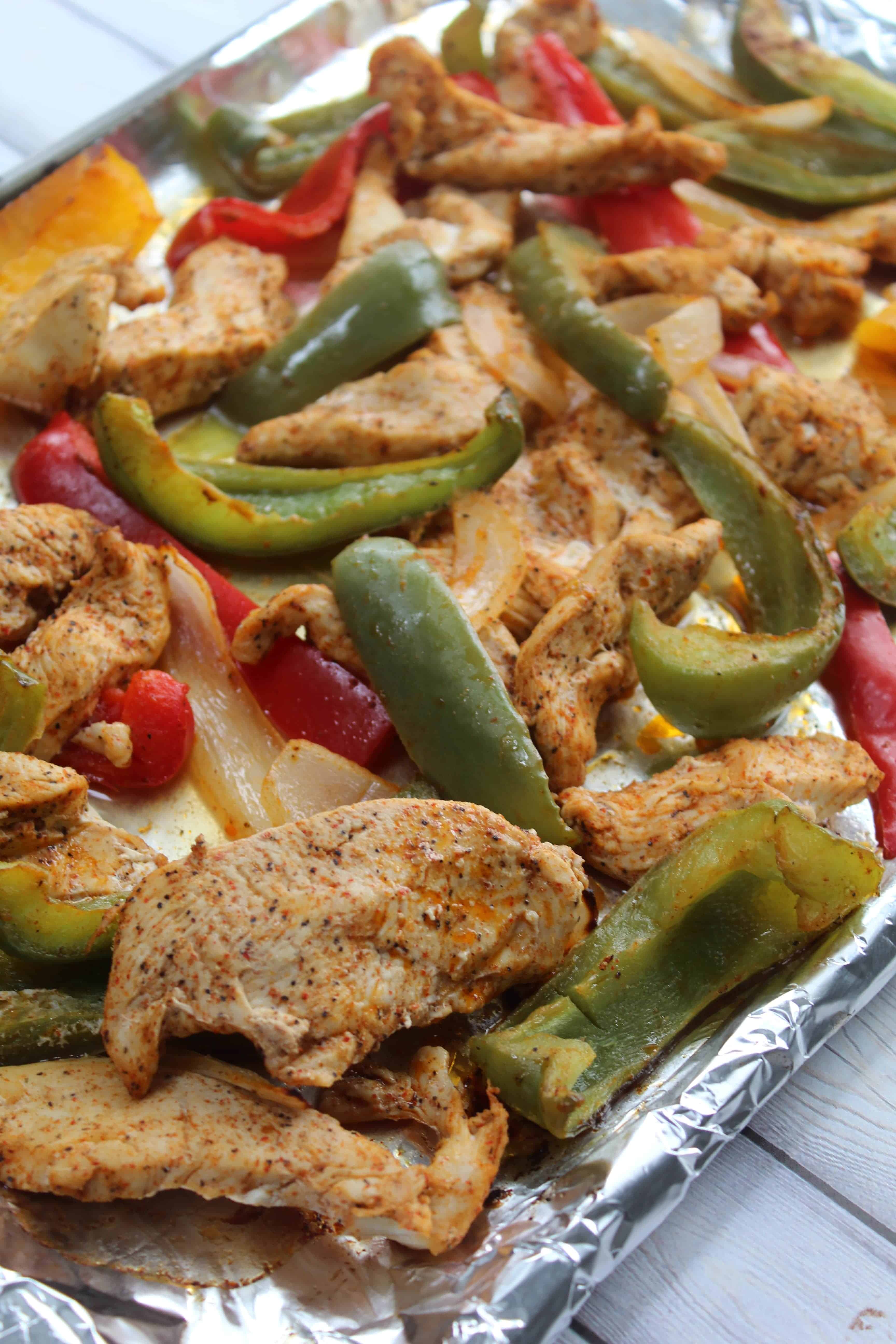 Sheet Pan Chicken Fajitas with Avocado Crema - One Wholesome Life