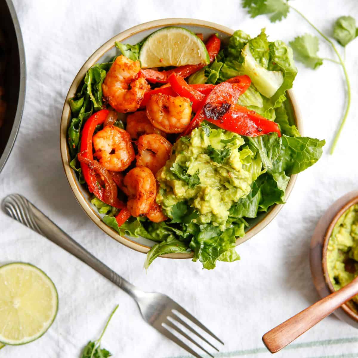 Healthy Shrimp Fajita Bowl Recipe (Low Carb + Easy)