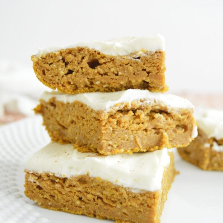 Healthy Pumpkin Bars with Cream Cheese Frosting 