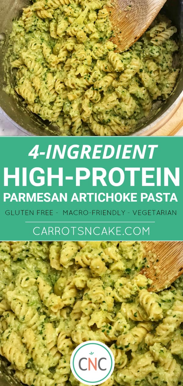 This high-protein artichoke parmesan pasta is a breeze to make with only 4 ingredients. It’s ideal for meal prep days!