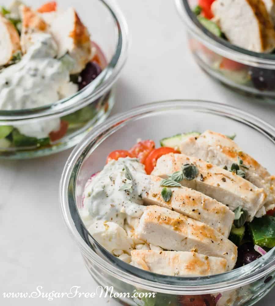 This easy Keto Greek Chicken Salad Meal Prep will make like a whole lot easier to help you stick to your low carb and keto diet lifestyle!