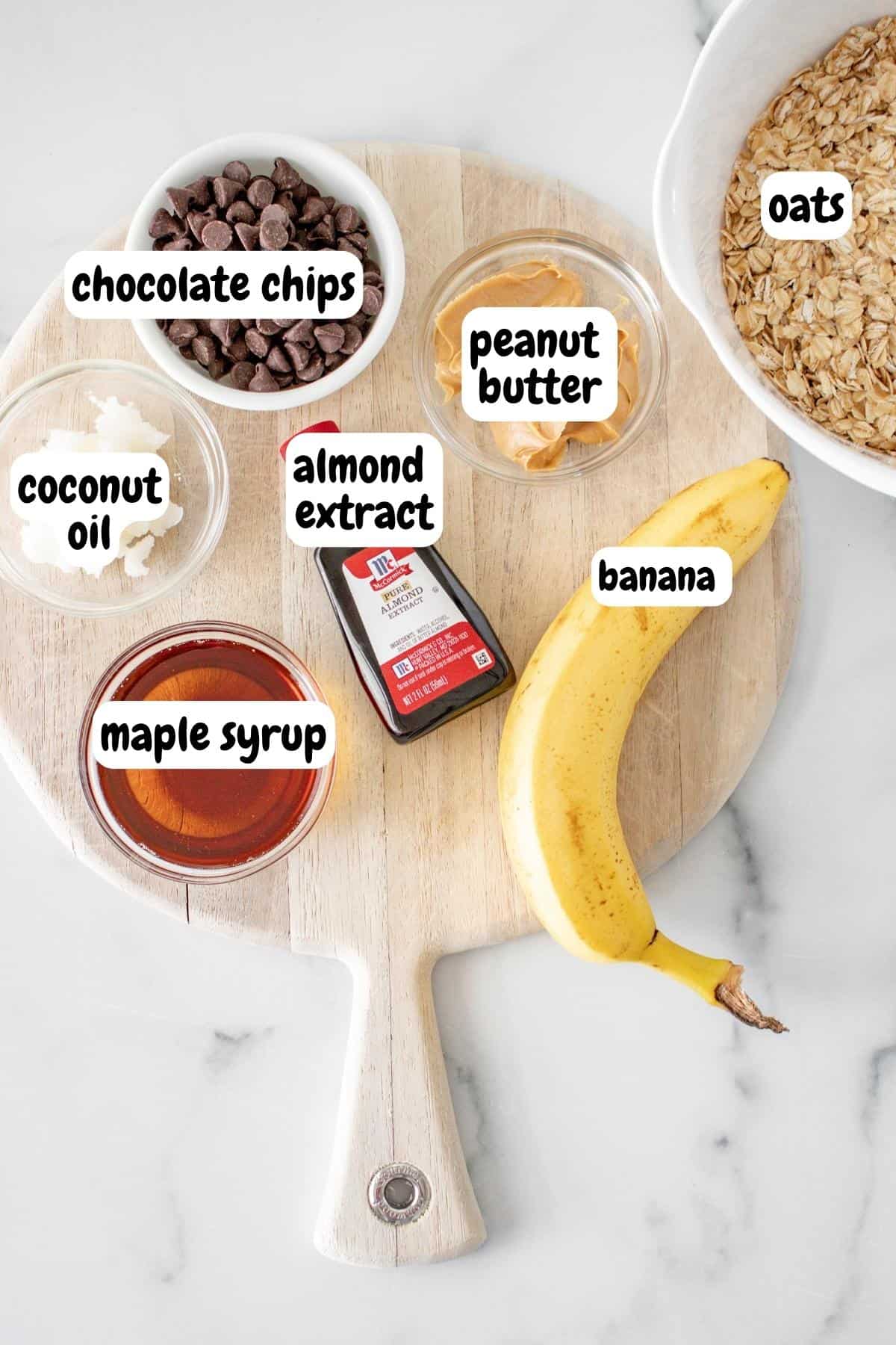 Ingredients needed for peanut butter oatmeal bars. 