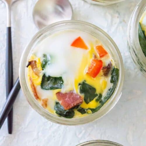 Grab and go frittatas in a small glass jar.