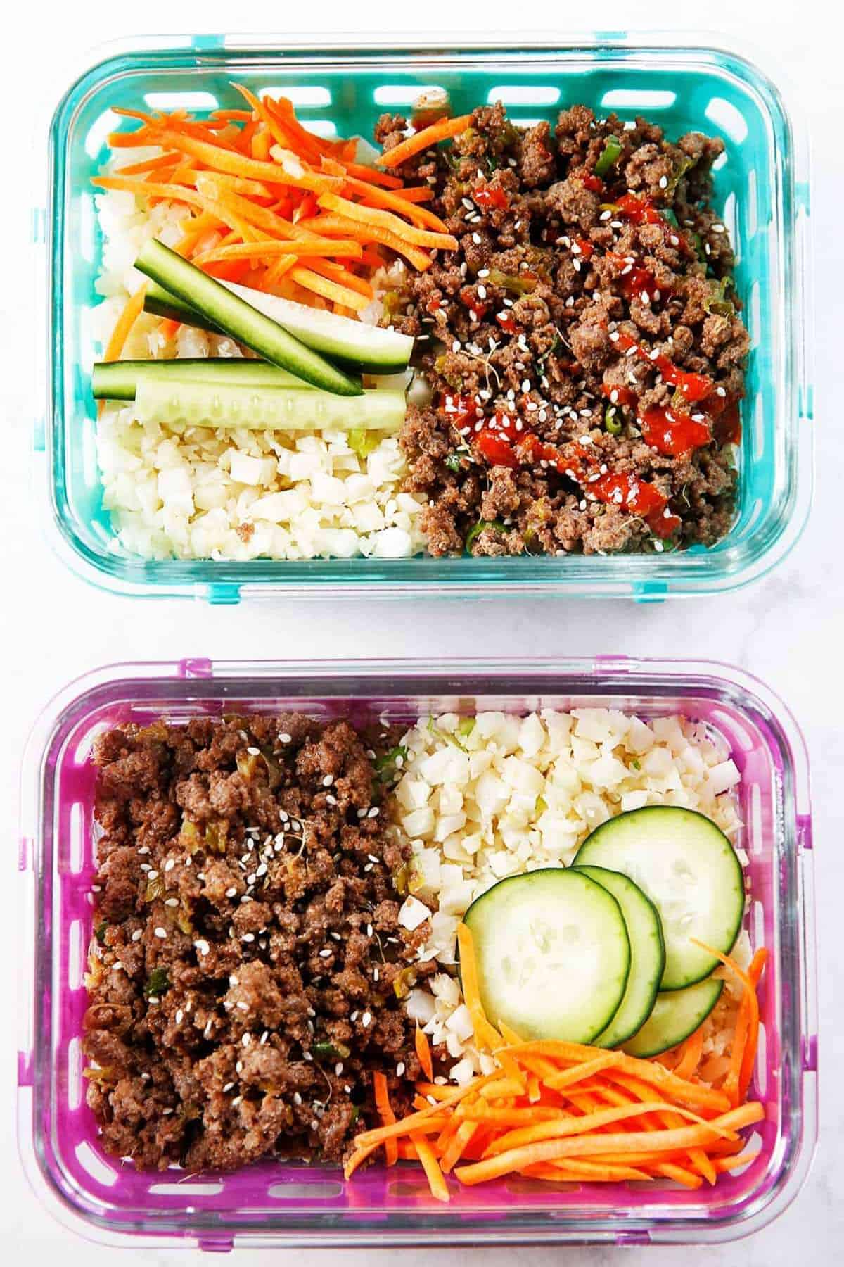 Korean ground beef bowls over rice. 