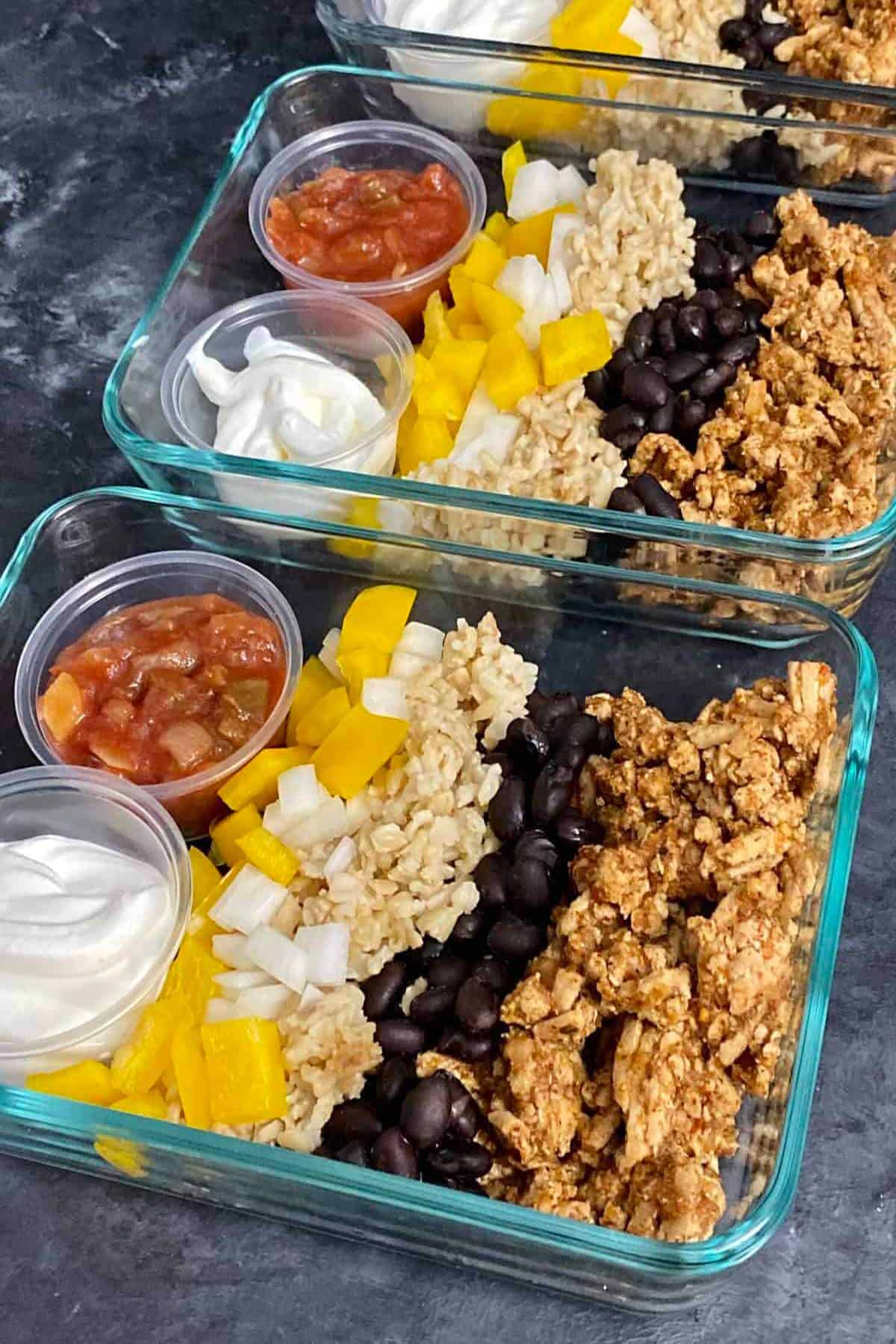 Turkey taco meal prep bowls. 