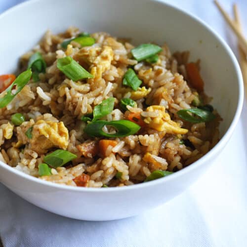 Veggie fried rice in a bowl.