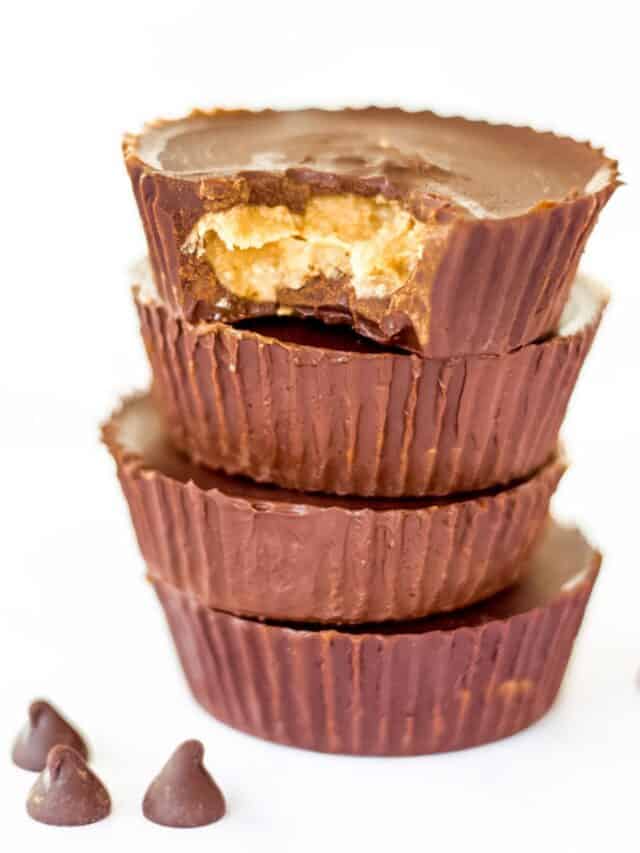 Stack of healthy homemade peanut butter cups.