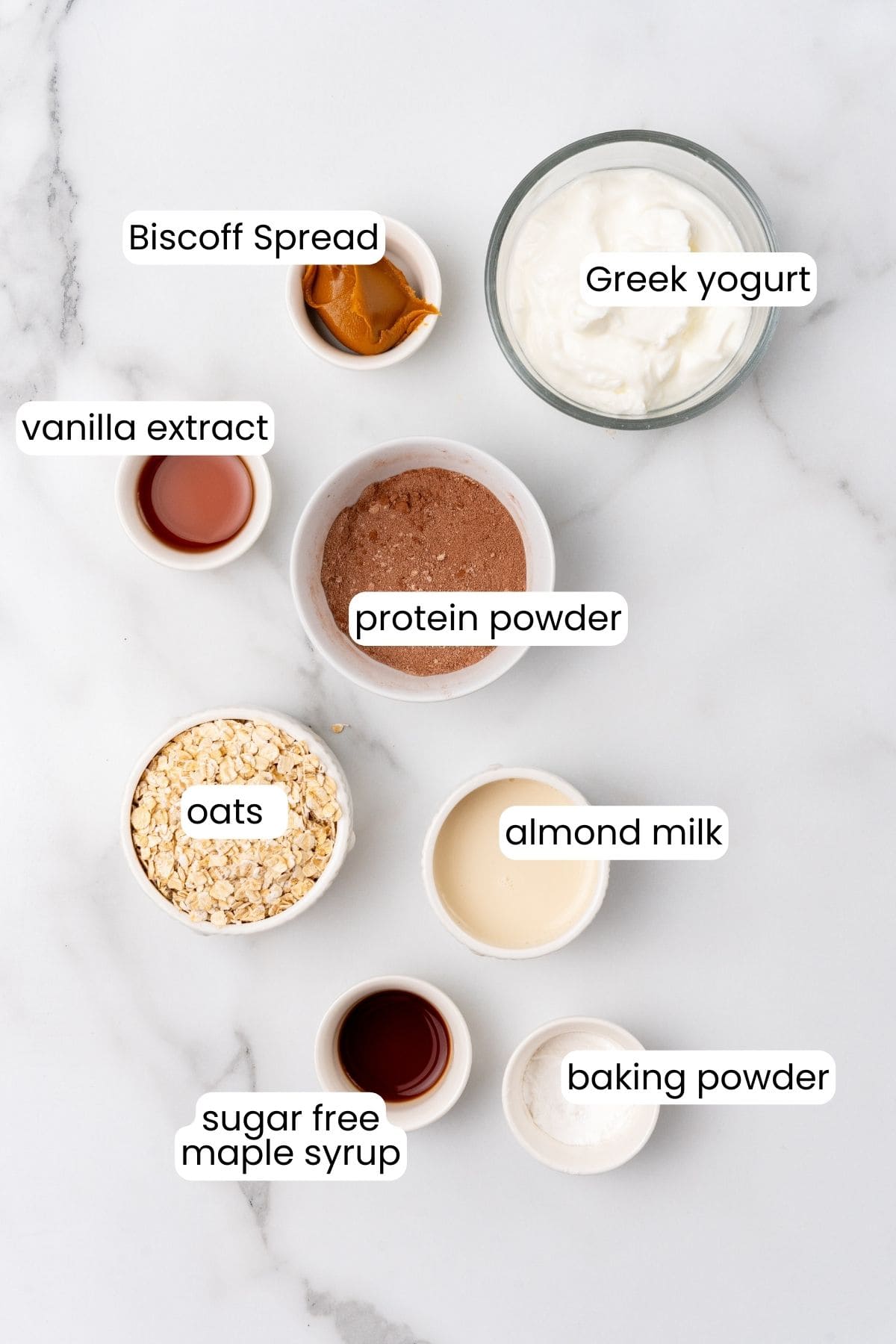 Ingredients for high protein biscoff baked oats. 