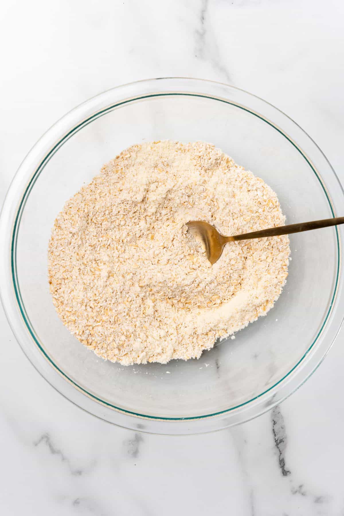 A bowl of oats with protein powder. 
