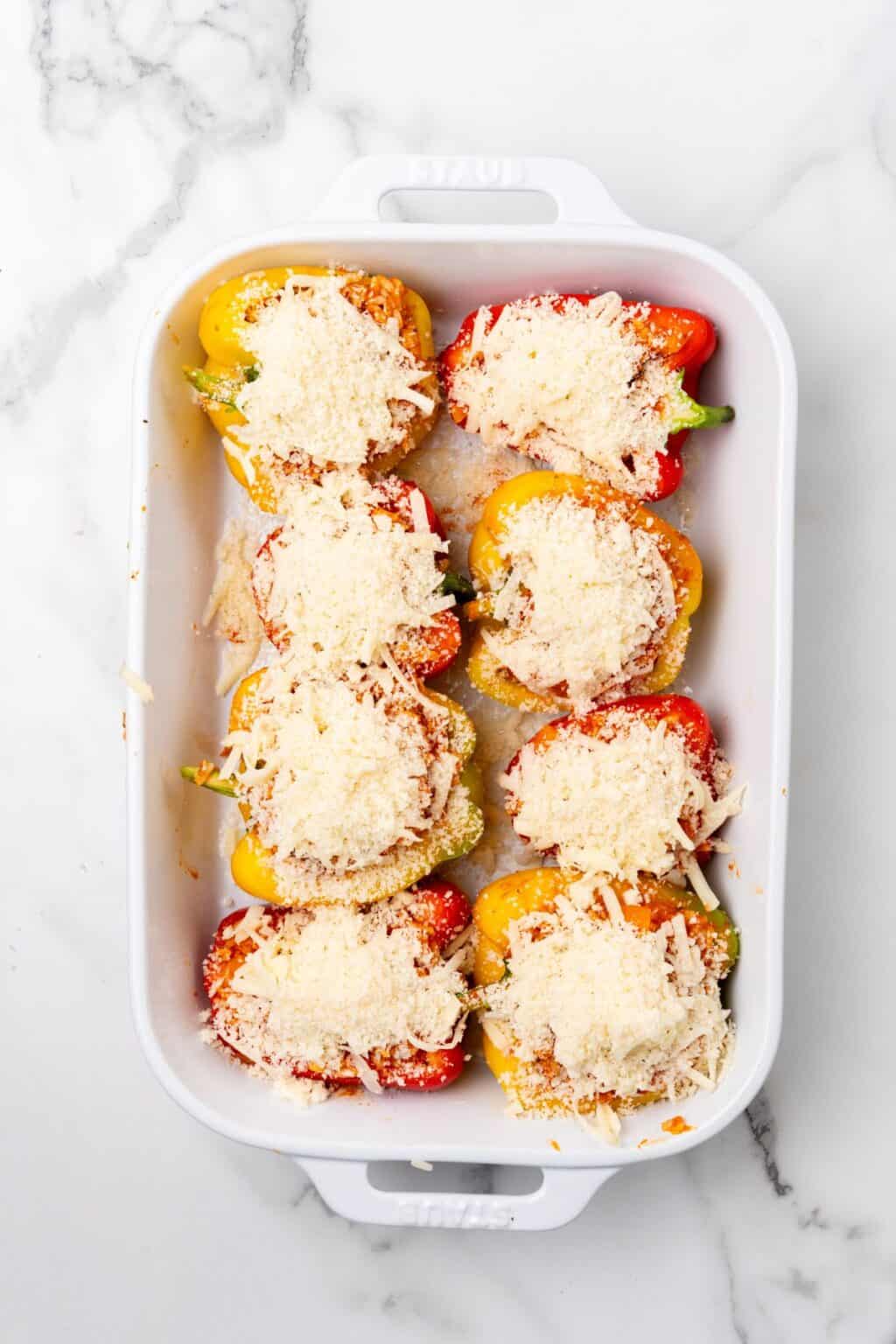 Ground Chicken Stuffed Peppers (healthy + easy) One Wholesome Life