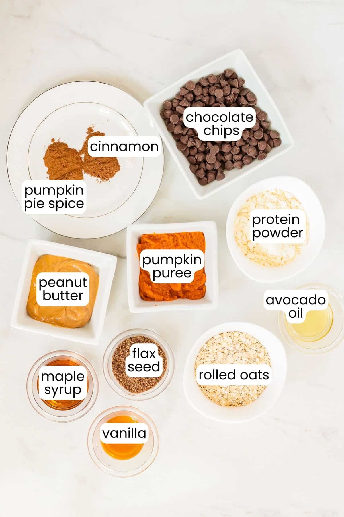 The ingredients for a pumpkin spice latte, with a hint of pumpkin protein bars.