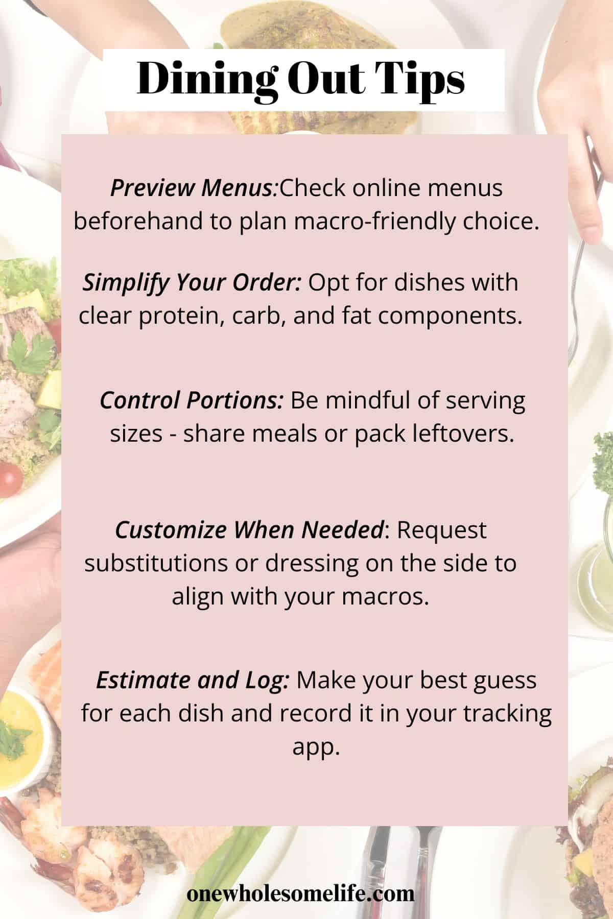 A infographic featuring dining out tips. 