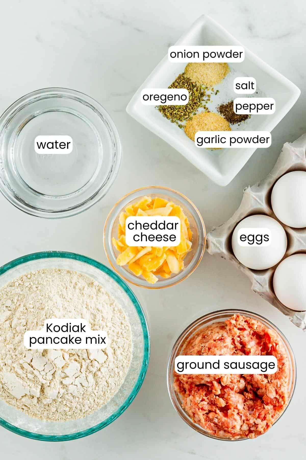The ingredients for sausage breakfast sandwiches. 