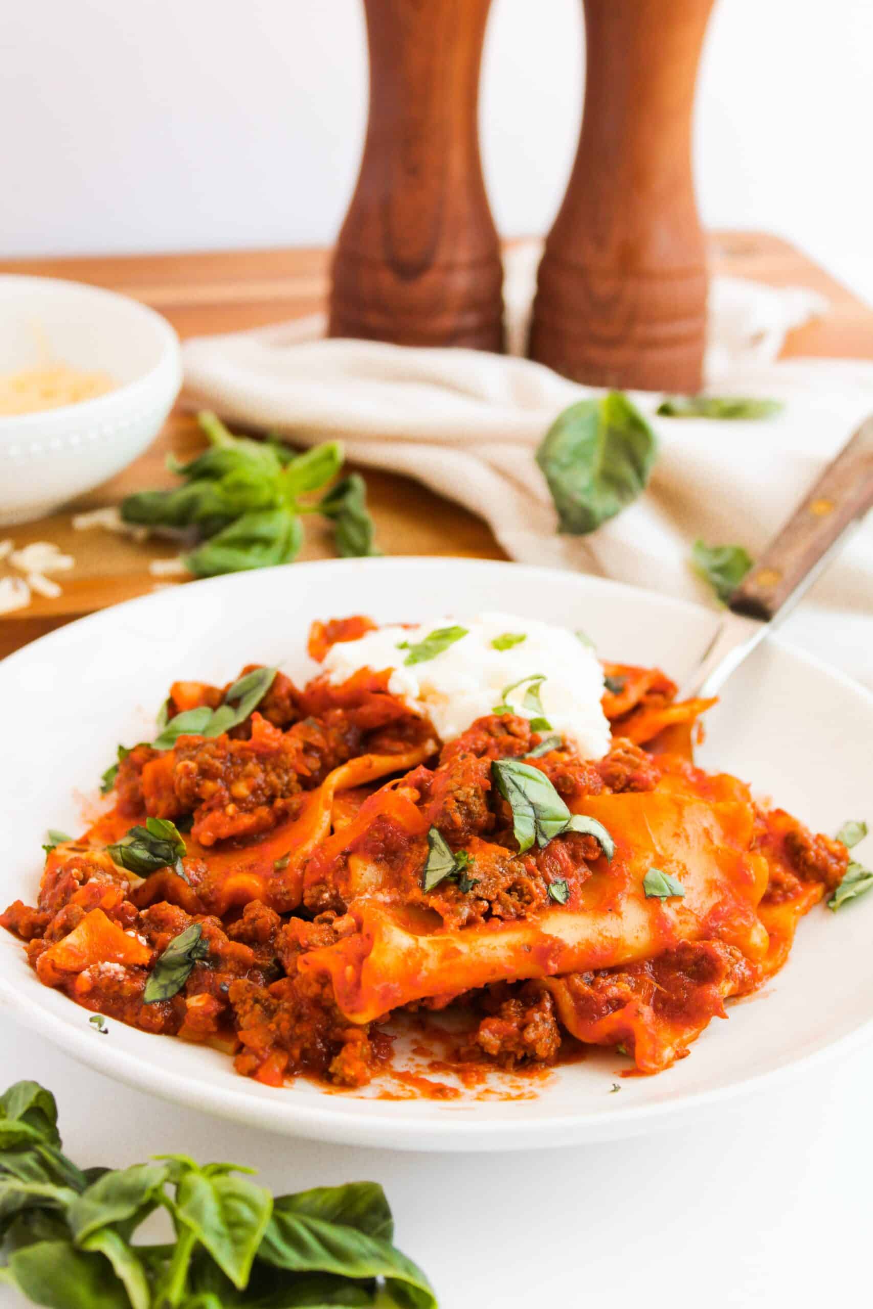 High Protein Skillet Lasagna (lazy lasagna)