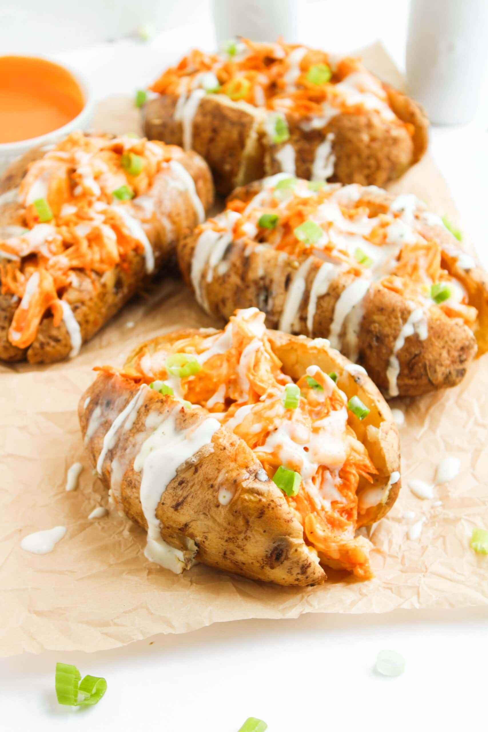 Buffalo Chicken Stuffed Baked Potatoes 