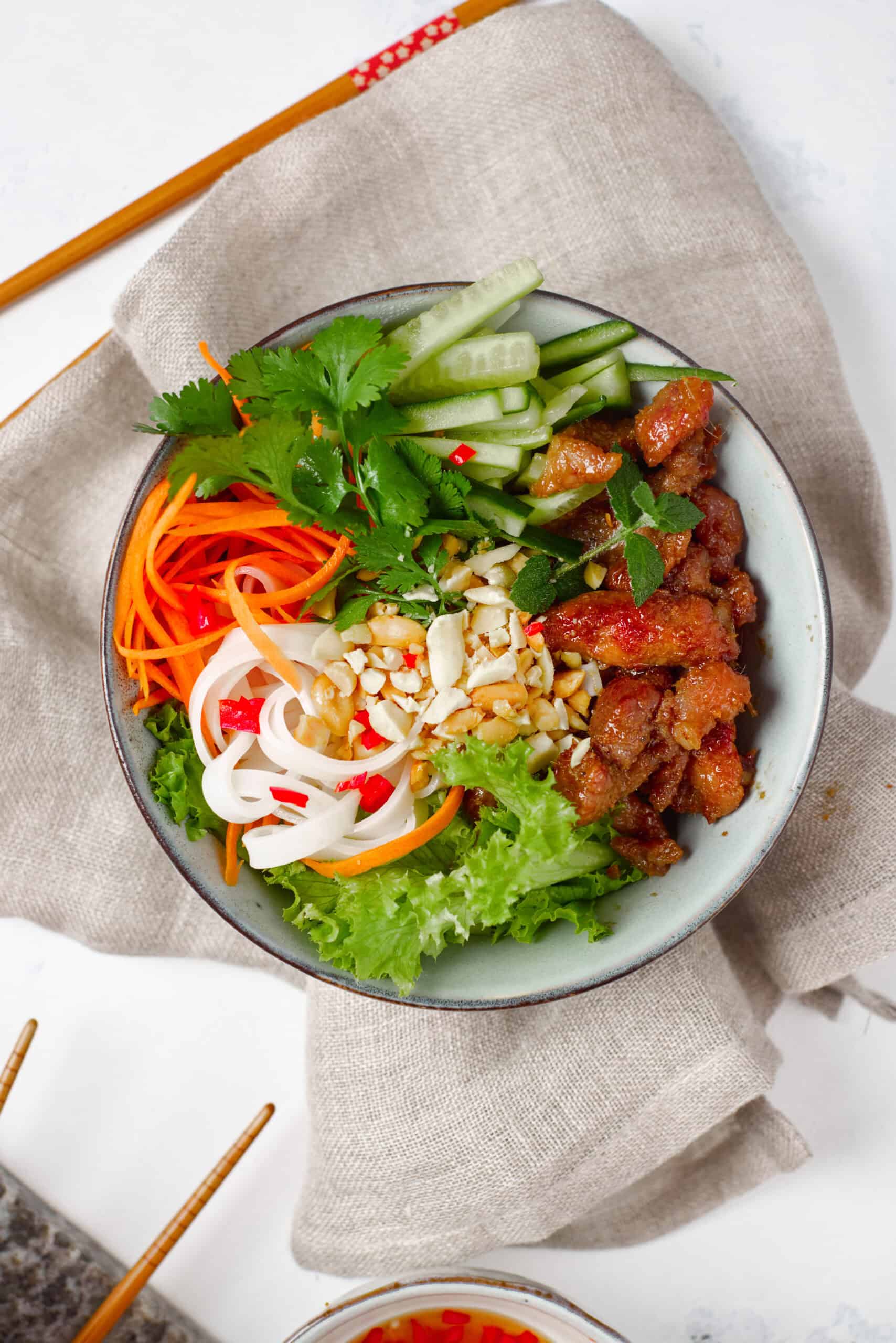 Vietnamese Grilled Pork Rice Noodle Bowl 
