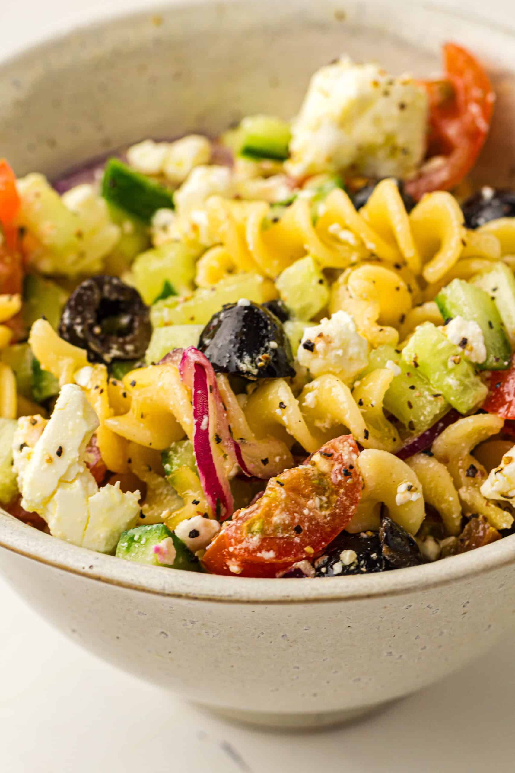 Easy Greek Pasta Salad - One Wholesome Life