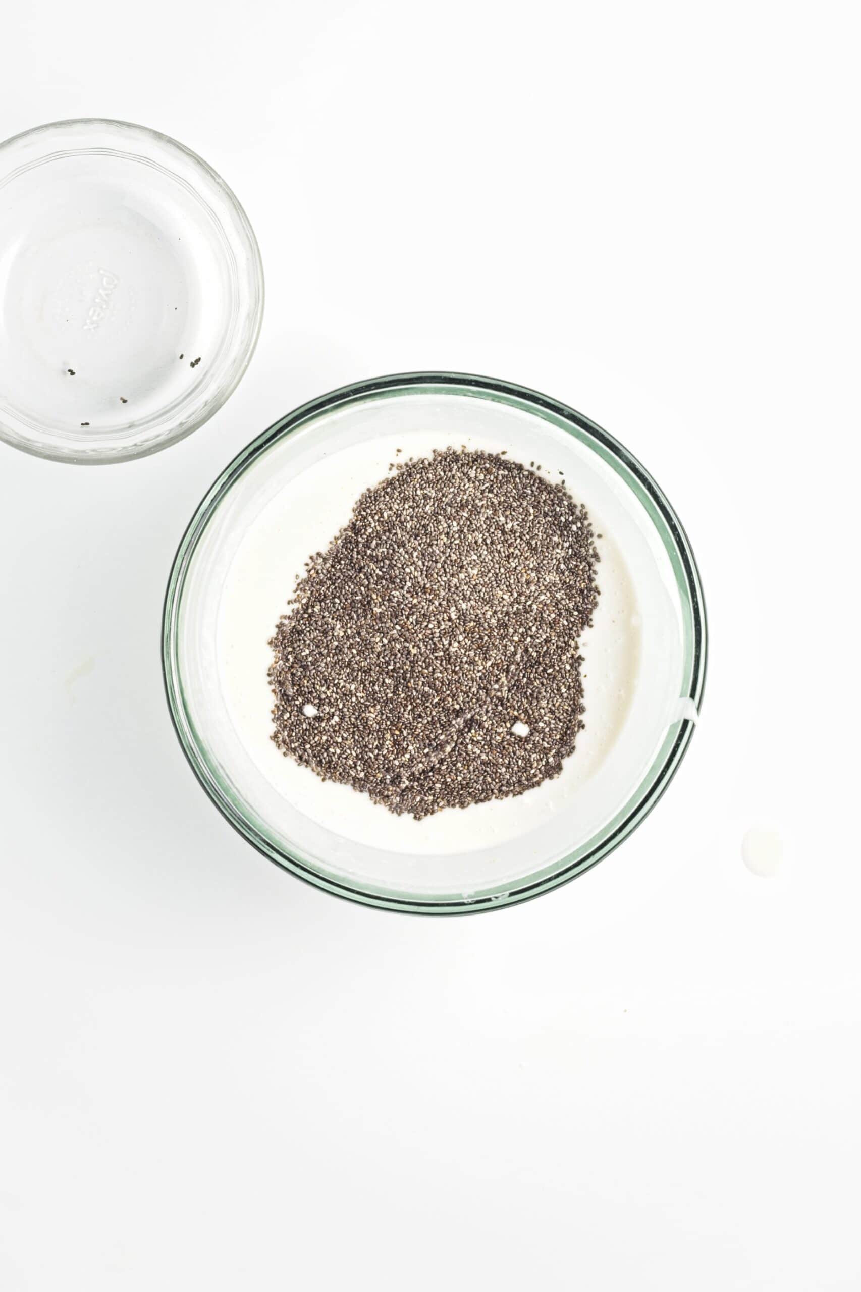 Chia seeds added to the lemon coconut milk mixture.