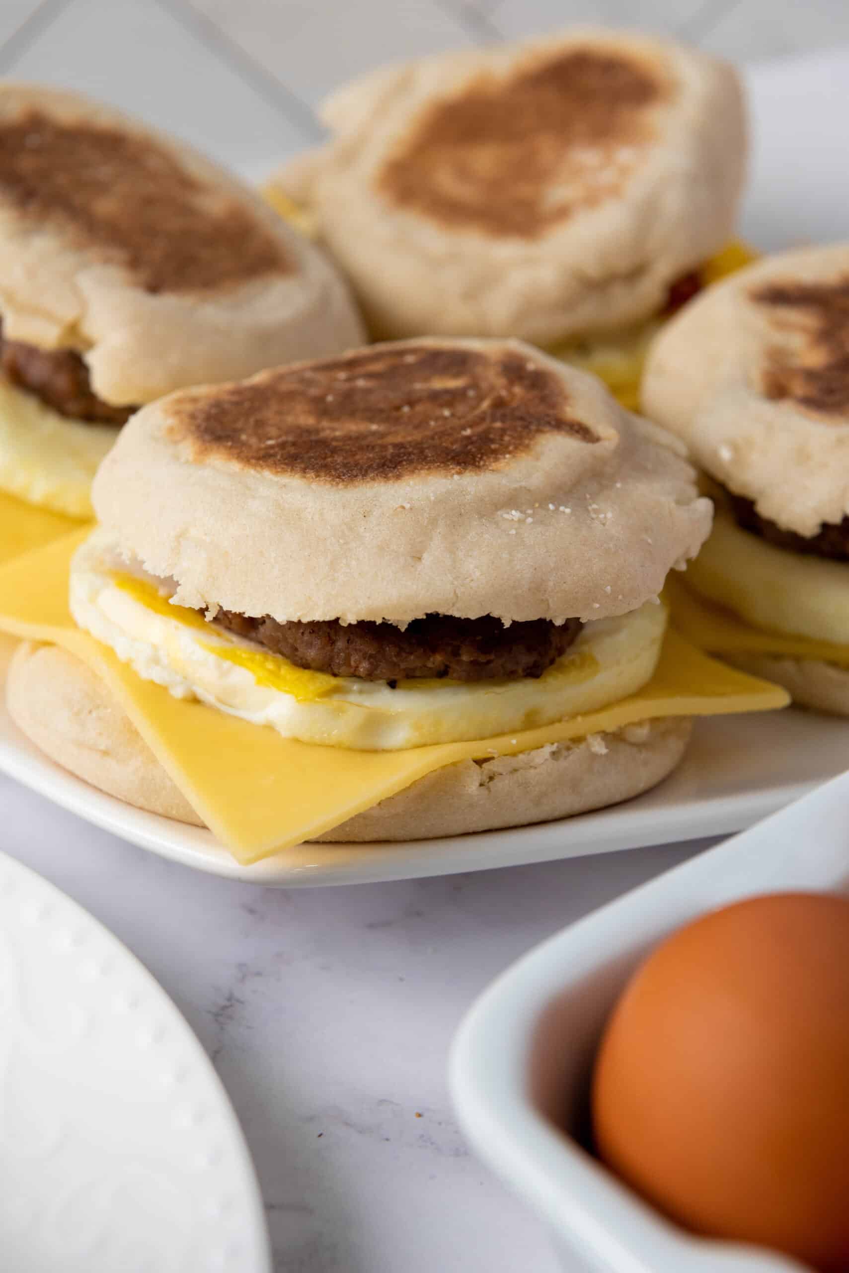 Freezer-Friendly Bacon and Sausage Breakfast Sandwiches