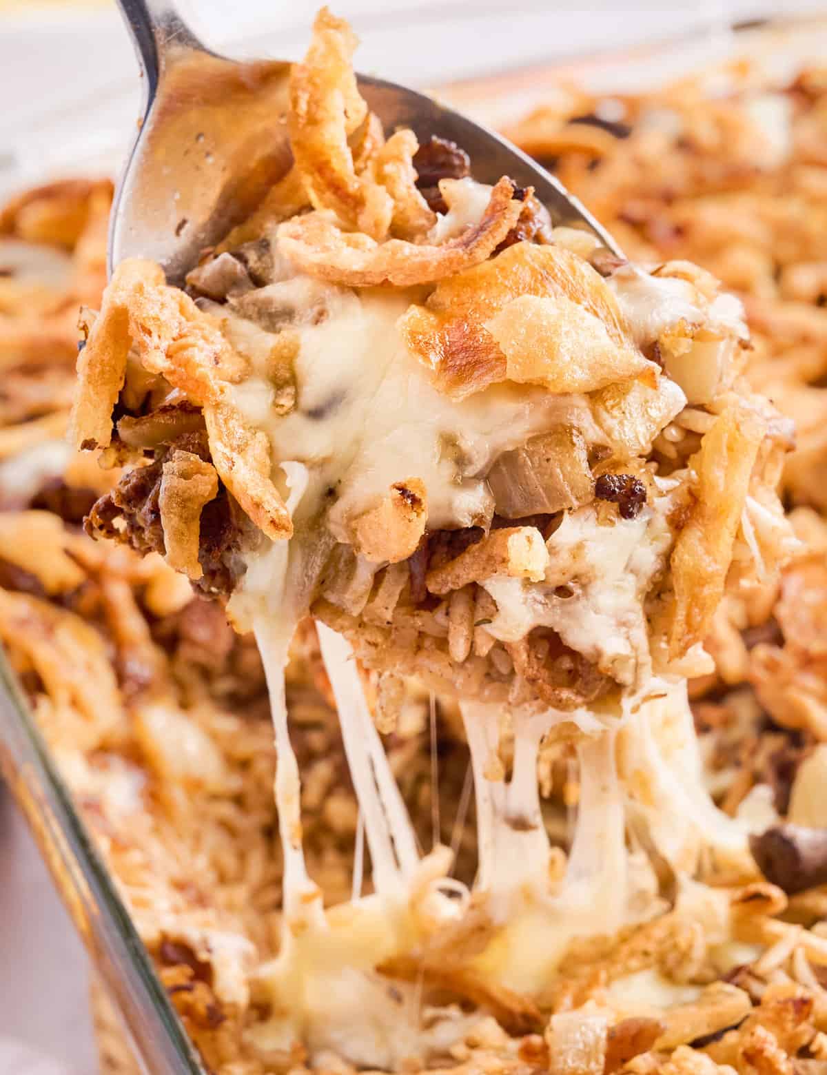 Beefy French Onion Baked Rice Casserole