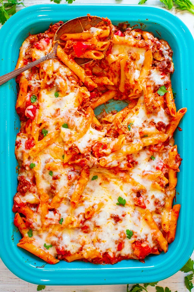 Cheesy Ground Beef Pasta Casserole