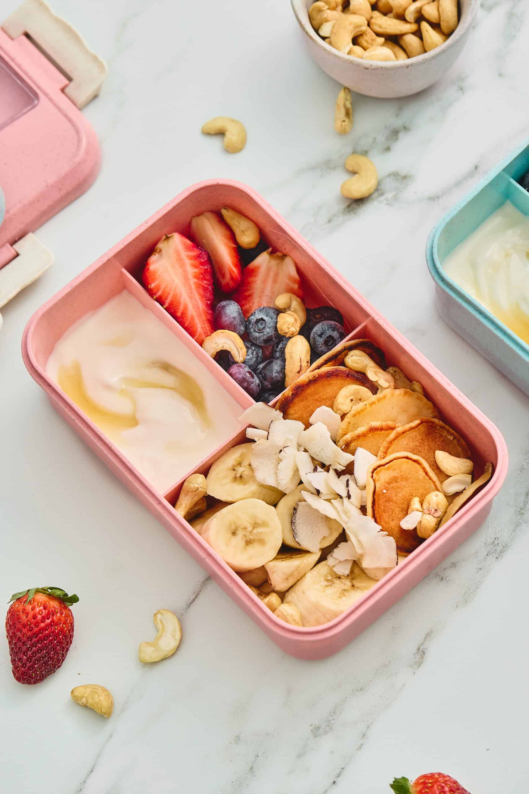 Breakfast Lunchbox with Mini Pancakes & Fruit