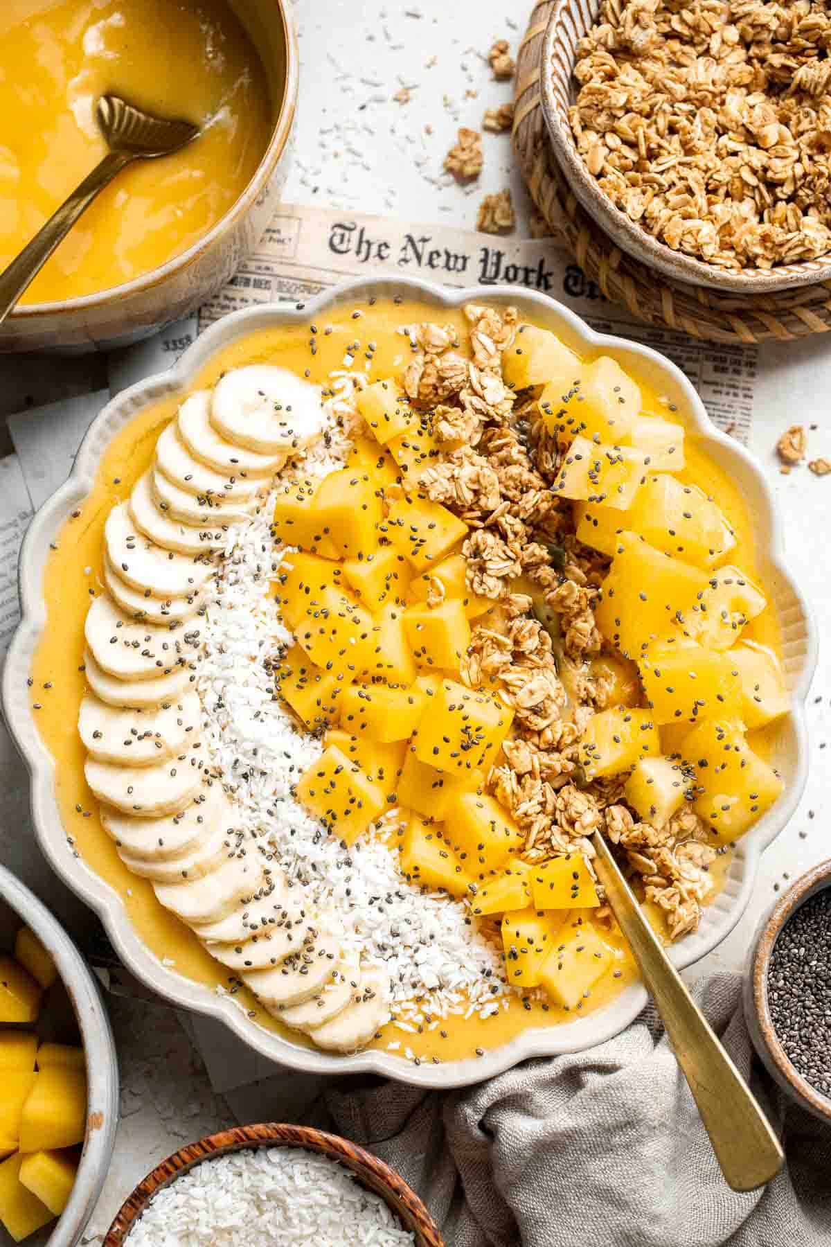 Mango Pineapple Tropical Smoothie Bowl