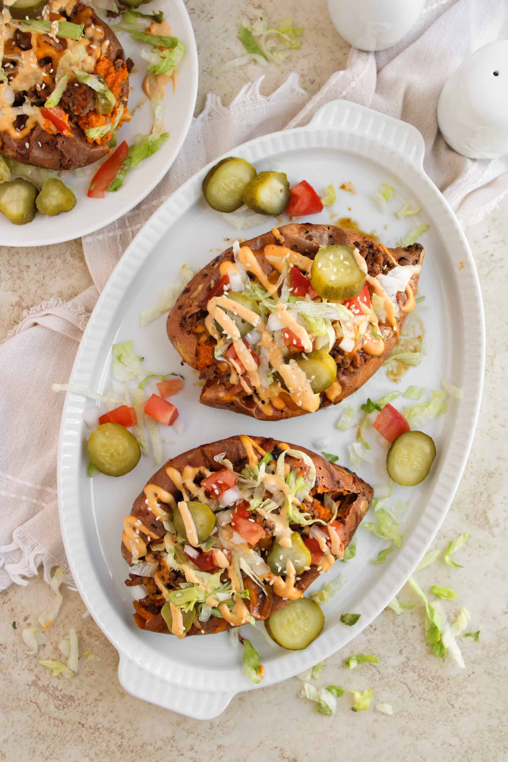 Cheeseburger Stuffed Sweet Potatoes