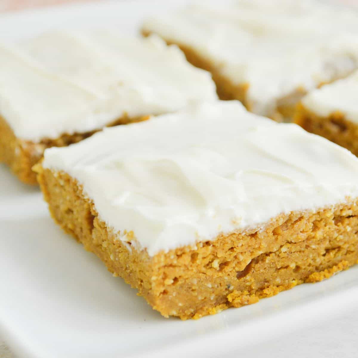 Healthy Pumpkin Bars with Cream Cheese Frosting