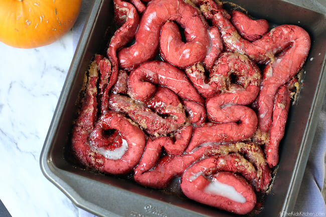 "Zombie Guts" Halloween Cinnamon Rolls