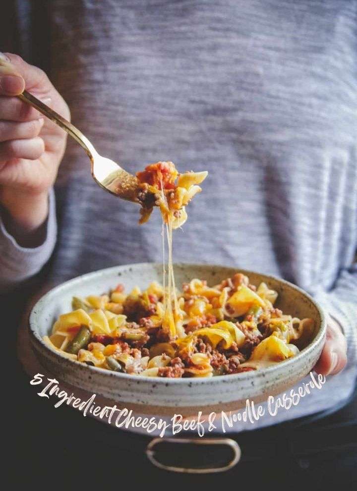 5-Ingredient Cheesy Beef & Noodle Casserole