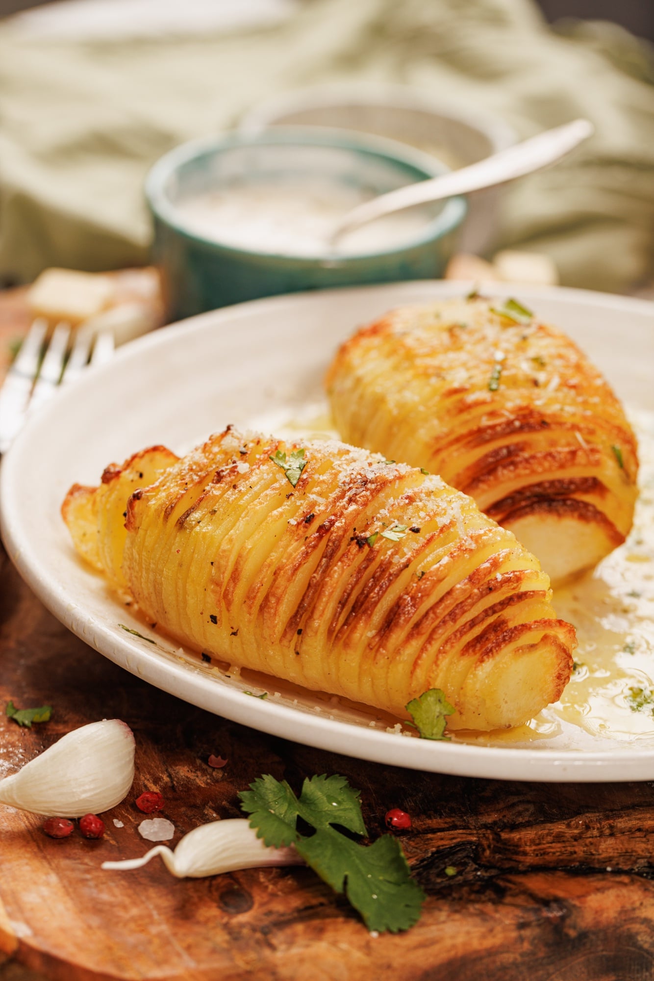 Garlic Parmesan Hasselback Potatoes