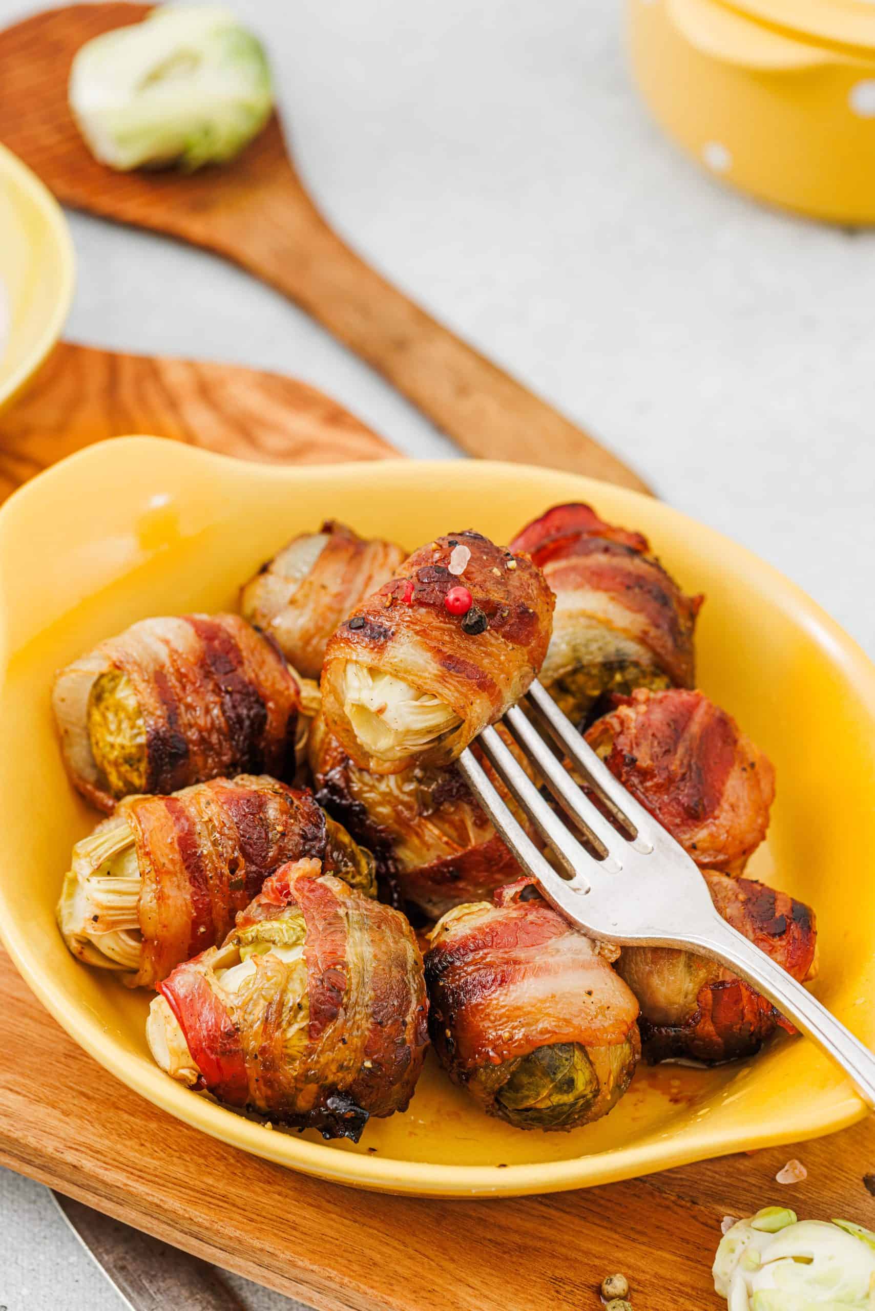 Maple Glazed Bacon Wrapped Brussels