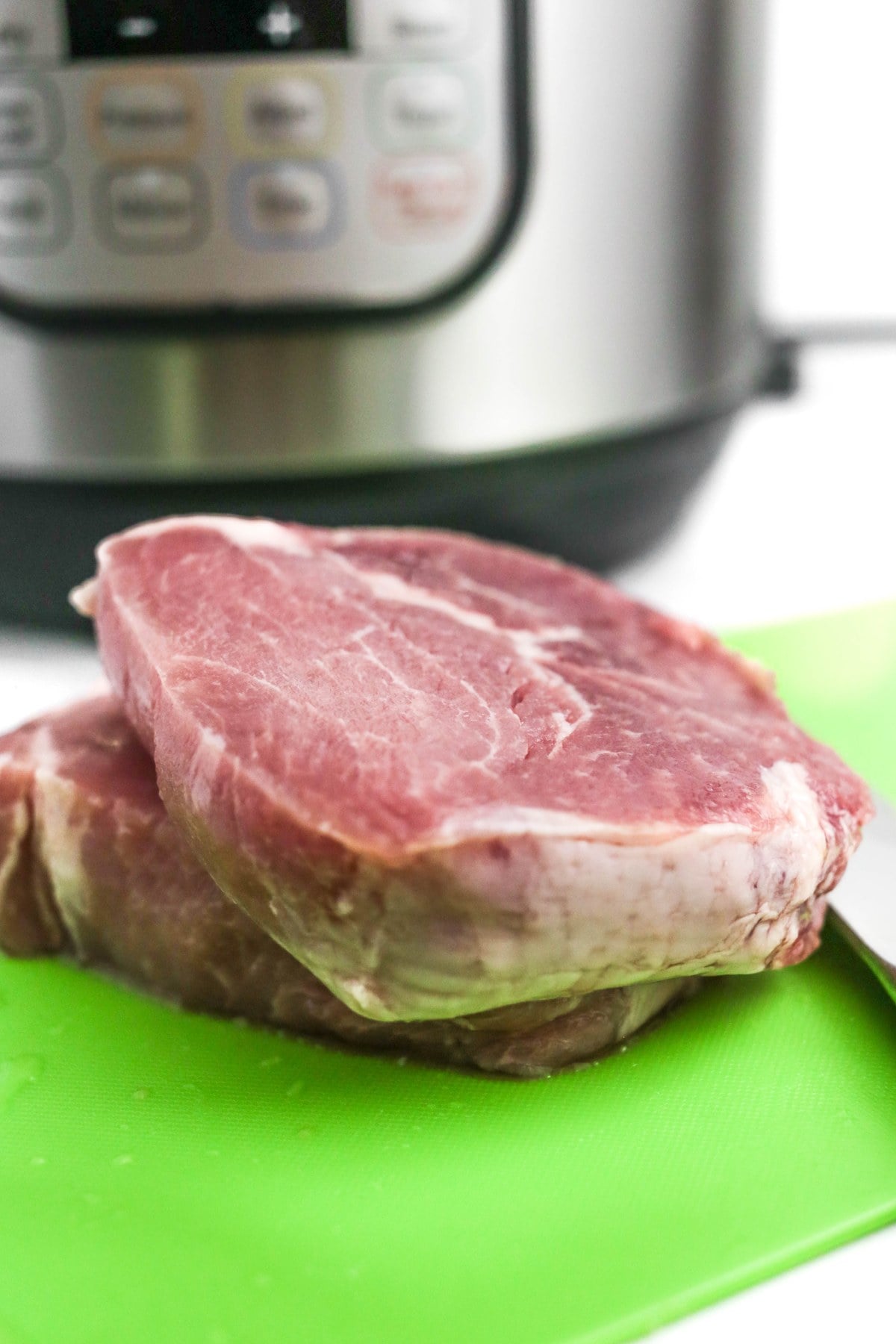 Slice the pork into 1-inch cubes.